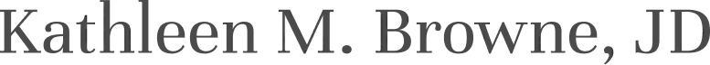 Text: Kathleen M. Browne, JD in black.